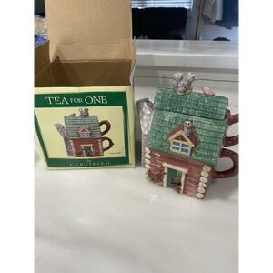 Peggy Jo Ackley Three Piece Teapot Cottagecore‎ Kitch Whimsy w/ Box Fantasy